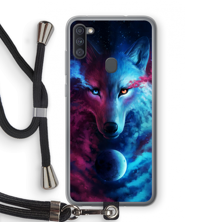 Where Light And Dark Meet: Samsung Galaxy A11 Transparant Hoesje met koord