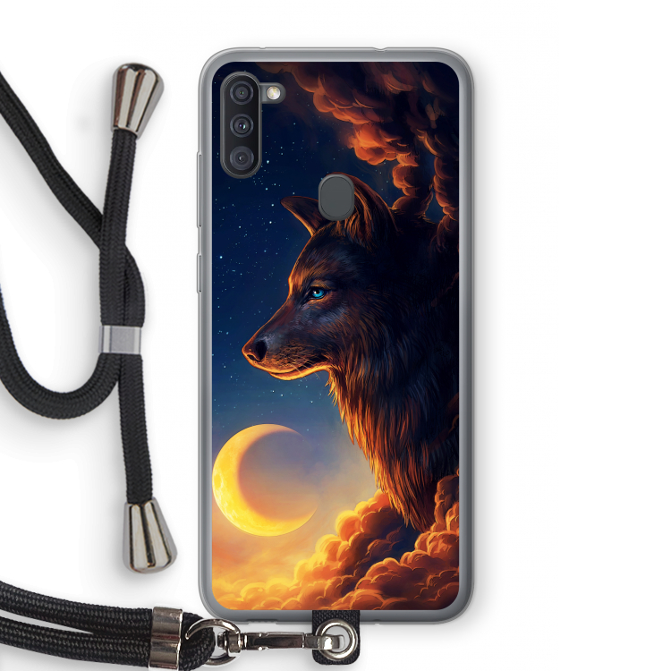 Night Guardian: Samsung Galaxy A11 Transparant Hoesje met koord