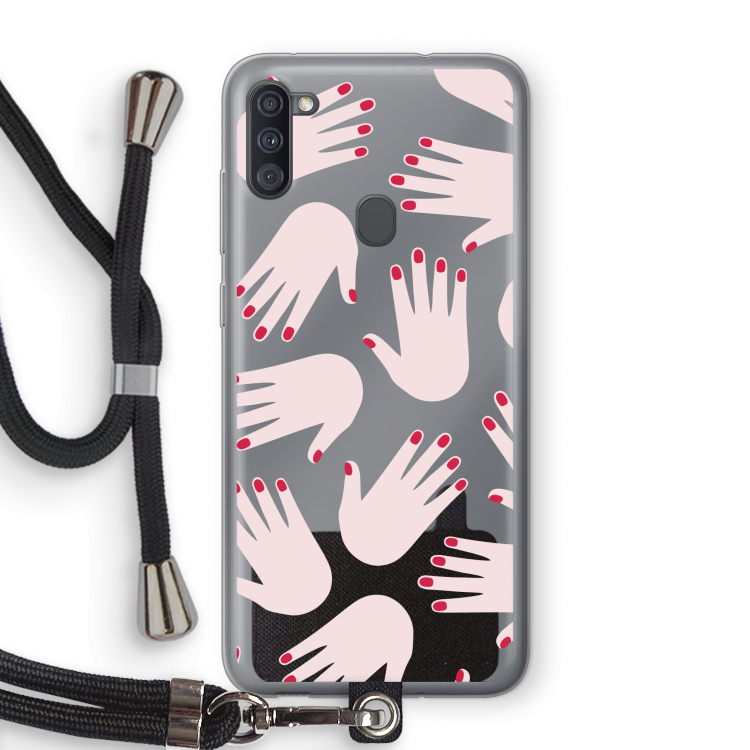 Hands pink: Samsung Galaxy A11 Transparant Hoesje met koord