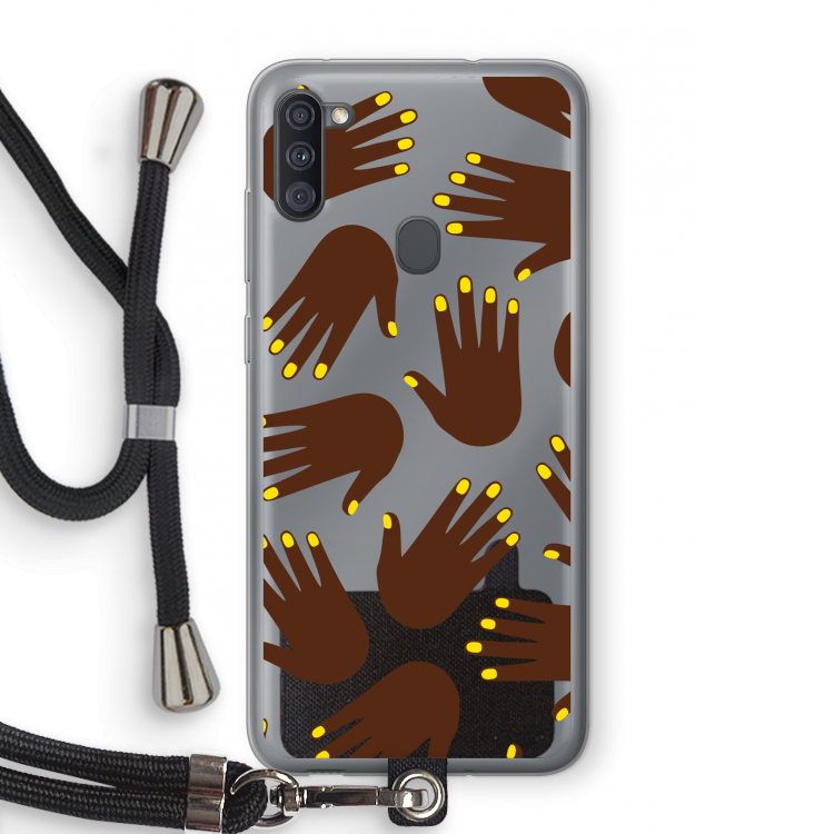 Hands dark: Samsung Galaxy A11 Transparant Hoesje met koord