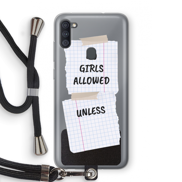 No Girls Allowed Unless: Samsung Galaxy A11 Transparant Hoesje met koord