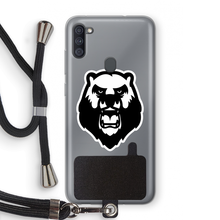 Angry Bear (white): Samsung Galaxy A11 Transparant Hoesje met koord