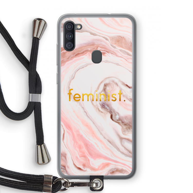 Feminist: Samsung Galaxy A11 Transparant Hoesje met koord