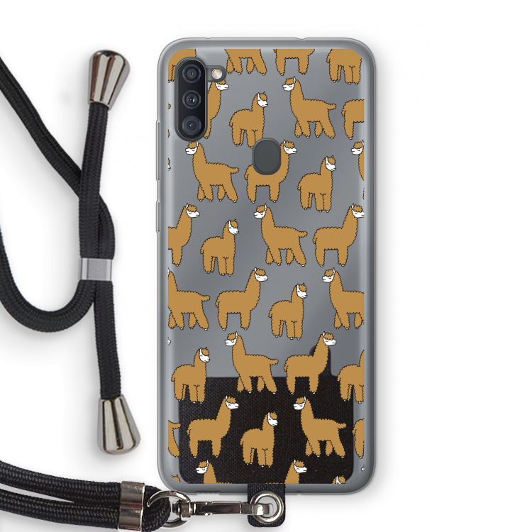 Alpacas: Samsung Galaxy A11 Transparant Hoesje met koord
