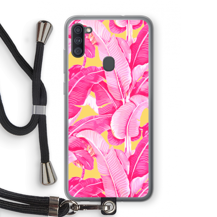 Pink Banana: Samsung Galaxy A11 Transparant Hoesje met koord