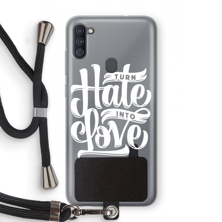 Turn hate into love: Samsung Galaxy A11 Transparant Hoesje met koord