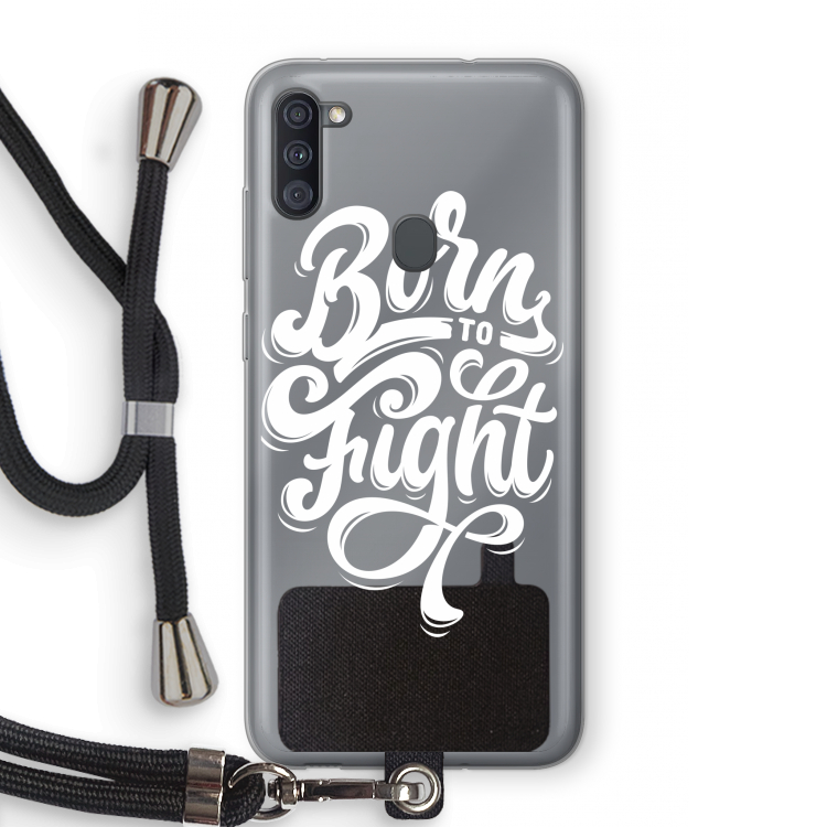 Born to Fight: Samsung Galaxy A11 Transparant Hoesje met koord