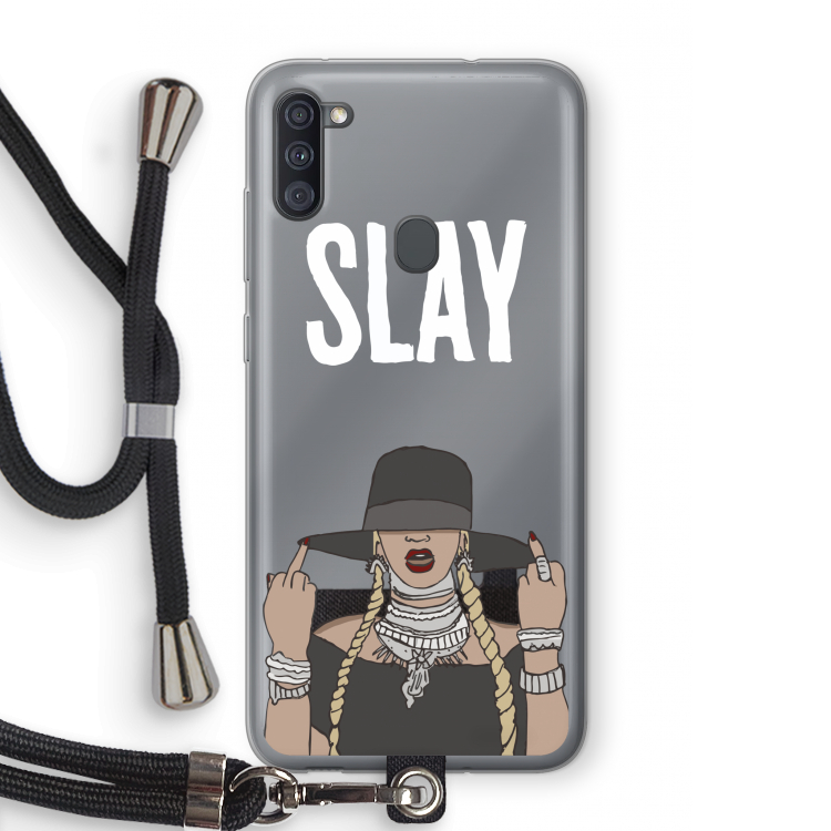 Slay All Day: Samsung Galaxy A11 Transparant Hoesje met koord