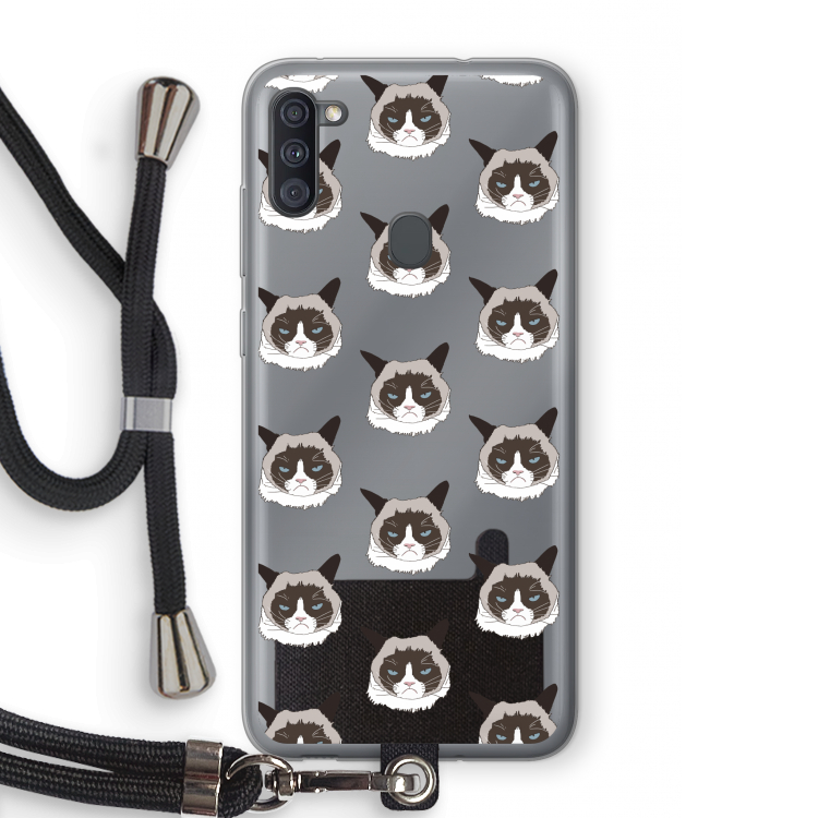 It's a Purrr Case: Samsung Galaxy A11 Transparant Hoesje met koord