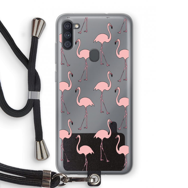Anything Flamingoes: Samsung Galaxy A11 Transparant Hoesje met koord