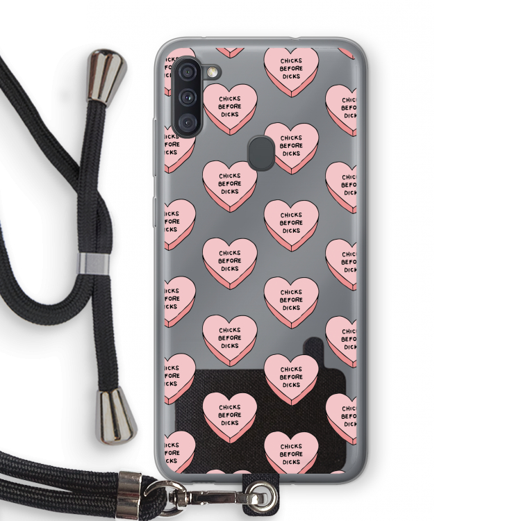 Chicks before dicks: Samsung Galaxy A11 Transparant Hoesje met koord