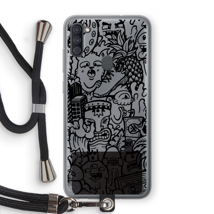 Vexx Black Mixtape: Samsung Galaxy A11 Transparant Hoesje met koord