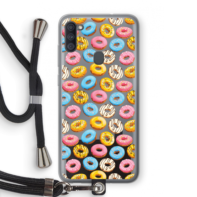 Pink donuts: Samsung Galaxy A11 Transparant Hoesje met koord