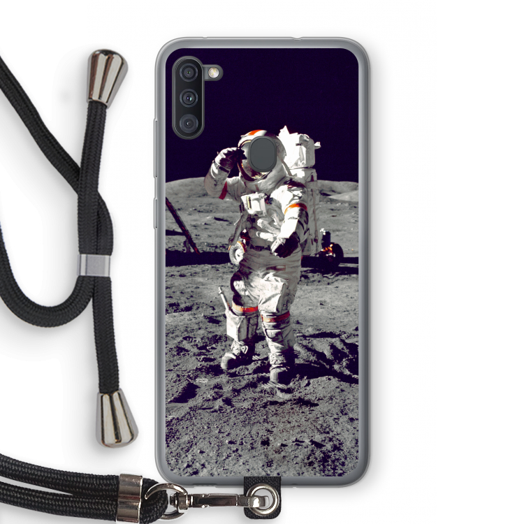Spaceman: Samsung Galaxy A11 Transparant Hoesje met koord