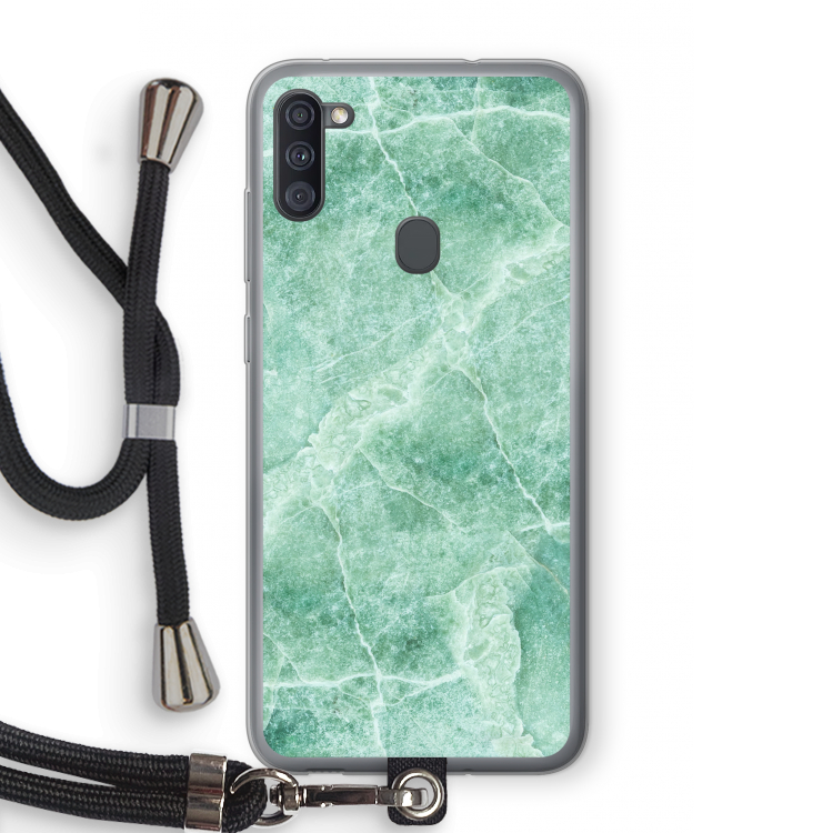 Groen marmer: Samsung Galaxy A11 Transparant Hoesje met koord