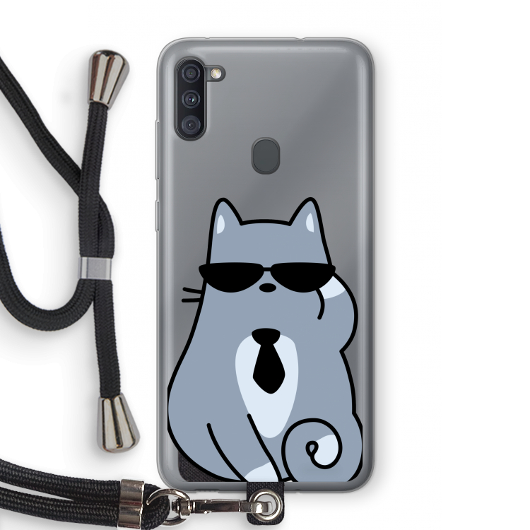 Cool cat: Samsung Galaxy A11 Transparant Hoesje met koord