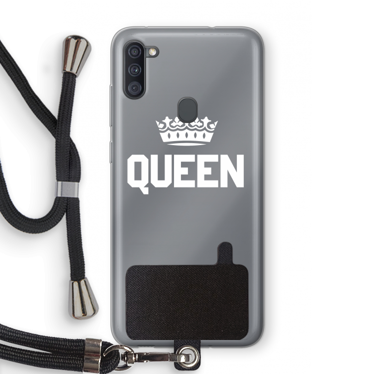 Queen zwart: Samsung Galaxy A11 Transparant Hoesje met koord