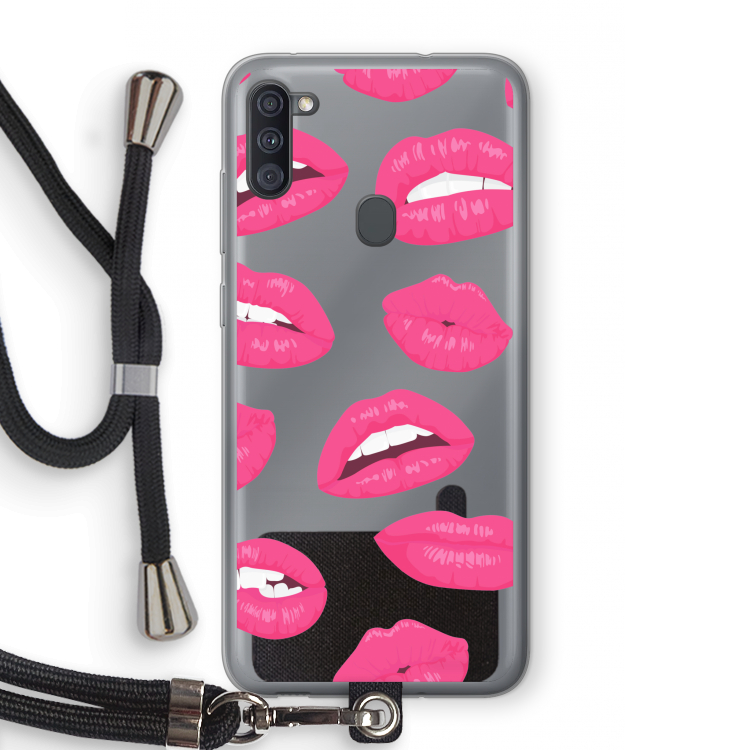 Bite my lip: Samsung Galaxy A11 Transparant Hoesje met koord