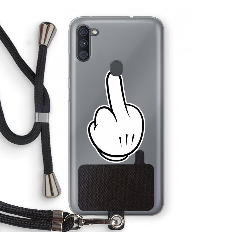 Middle finger black: Samsung Galaxy A11 Transparant Hoesje met koord