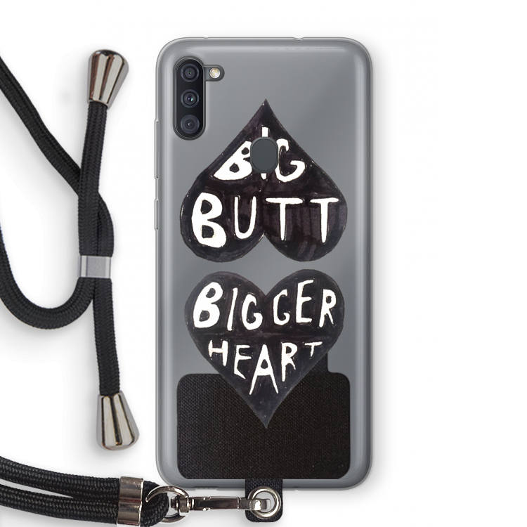 Big butt bigger heart: Samsung Galaxy A11 Transparant Hoesje met koord