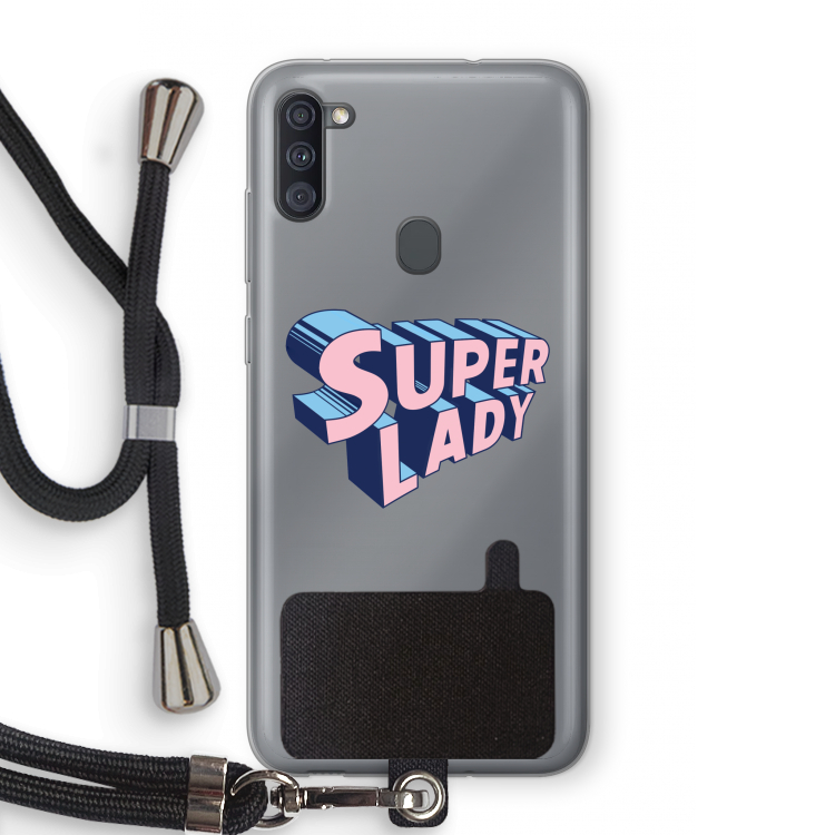 Superlady: Samsung Galaxy A11 Transparant Hoesje met koord