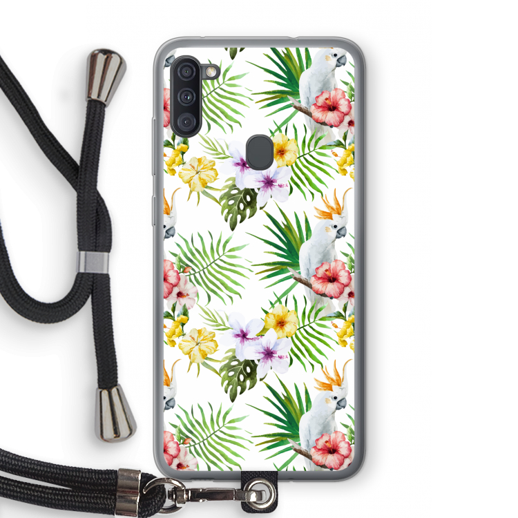 Gele kuif: Samsung Galaxy A11 Transparant Hoesje met koord