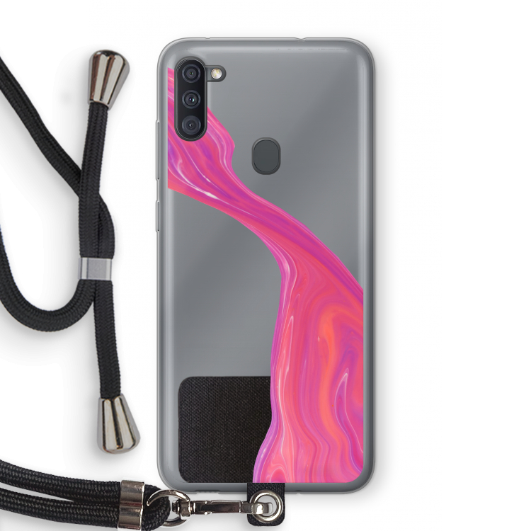 Paarse stroom: Samsung Galaxy A11 Transparant Hoesje met koord