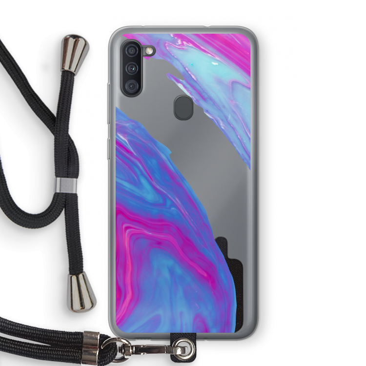 Zweverige regenboog: Samsung Galaxy A11 Transparant Hoesje met koord