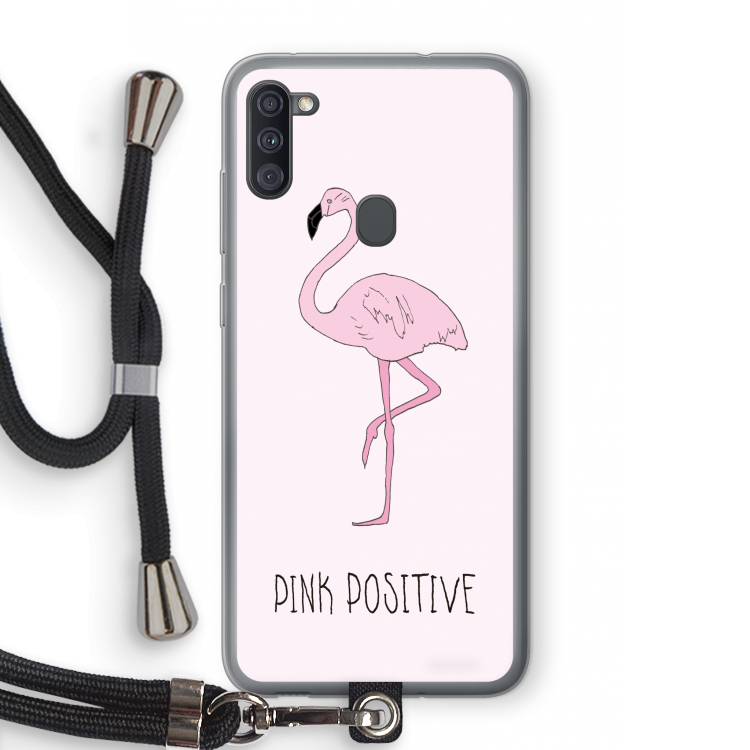 Pink positive: Samsung Galaxy A11 Transparant Hoesje met koord