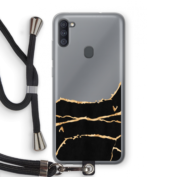 Gouden marmer: Samsung Galaxy A11 Transparant Hoesje met koord