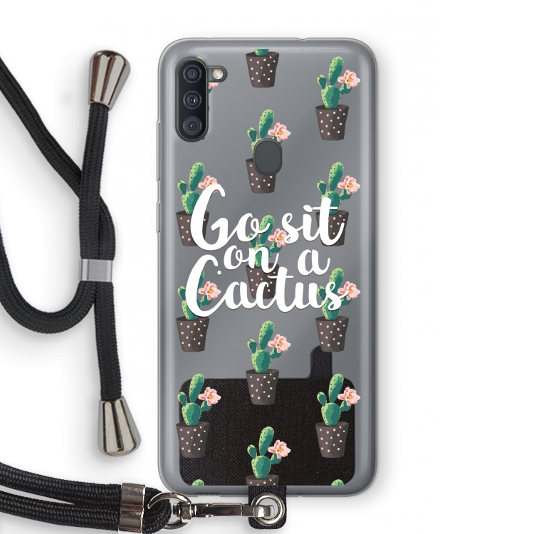 Cactus quote: Samsung Galaxy A11 Transparant Hoesje met koord