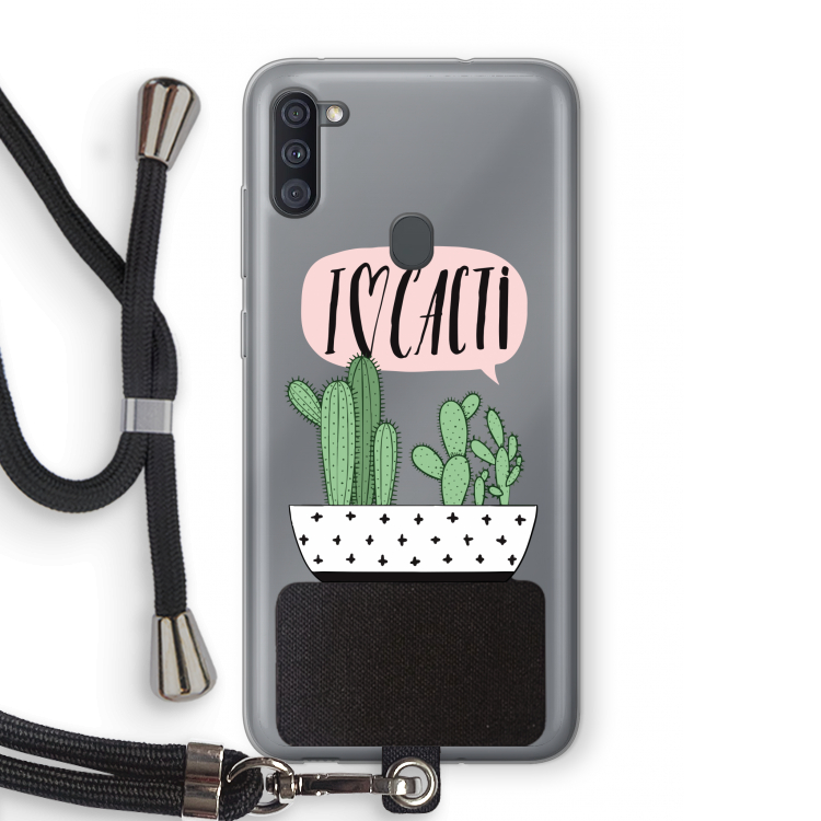 I love cacti: Samsung Galaxy A11 Transparant Hoesje met koord