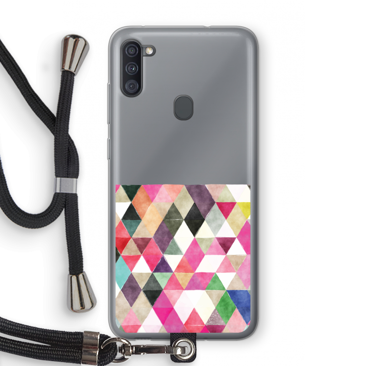 Gekleurde driehoekjes: Samsung Galaxy A11 Transparant Hoesje met koord