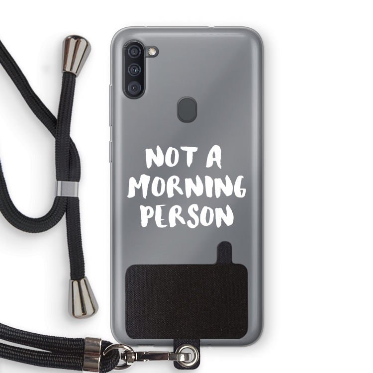 Morning person: Samsung Galaxy A11 Transparant Hoesje met koord