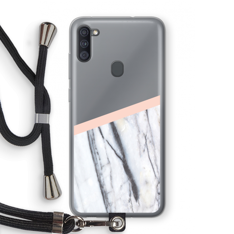 A touch of peach: Samsung Galaxy A11 Transparant Hoesje met koord