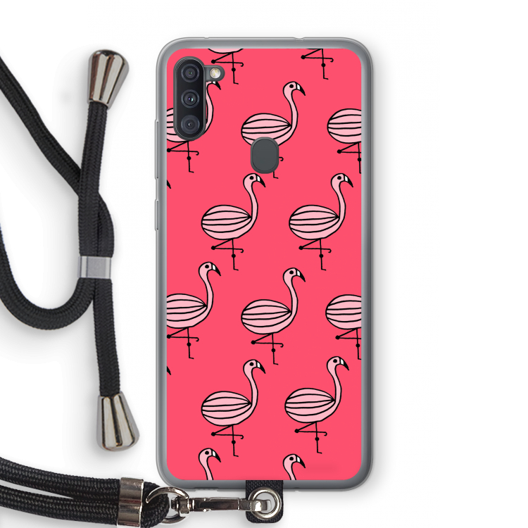 Flamingo: Samsung Galaxy A11 Transparant Hoesje met koord