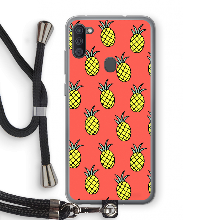Ananas: Samsung Galaxy A11 Transparant Hoesje met koord