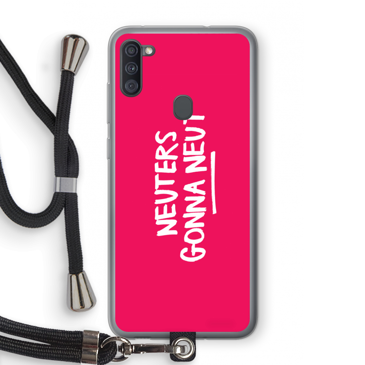 Neuters (roze): Samsung Galaxy A11 Transparant Hoesje met koord