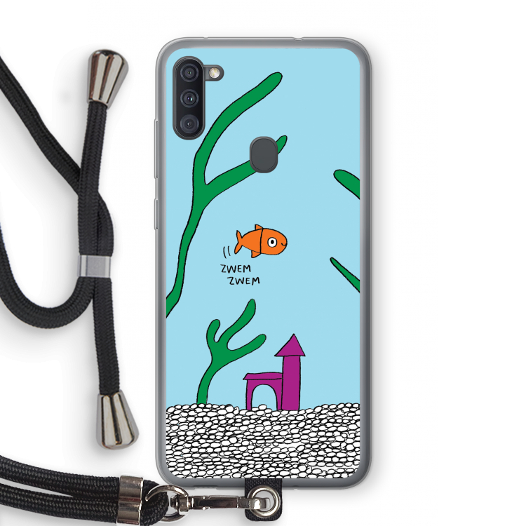 Aquarium: Samsung Galaxy A11 Transparant Hoesje met koord