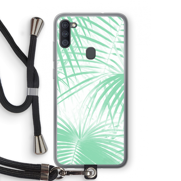 Palmbladeren: Samsung Galaxy A11 Transparant Hoesje met koord
