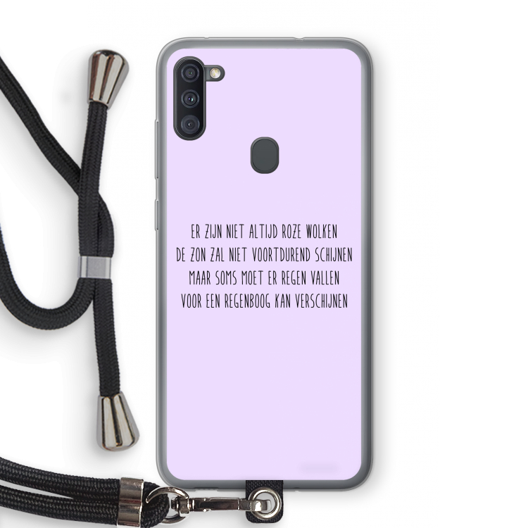 Regenboog: Samsung Galaxy A11 Transparant Hoesje met koord