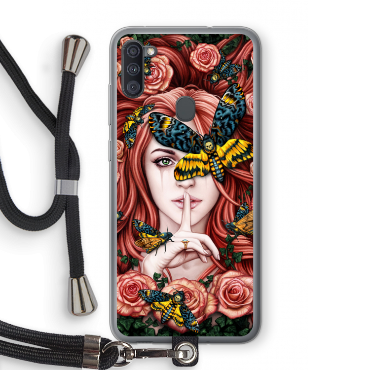 Lady Moth: Samsung Galaxy A11 Transparant Hoesje met koord