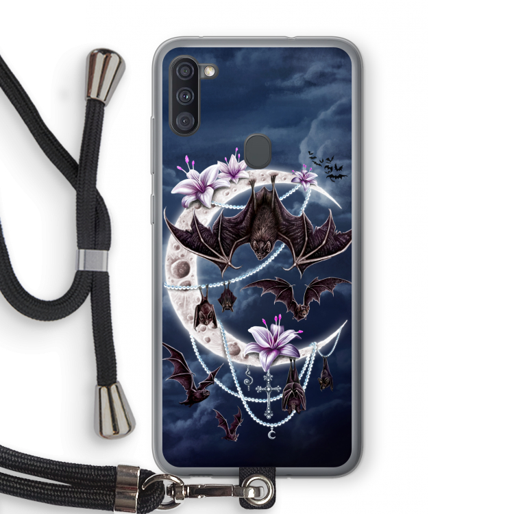 Vleermuizen Maan: Samsung Galaxy A11 Transparant Hoesje met koord