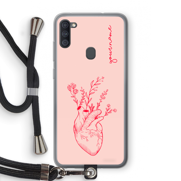 Blooming Heart: Samsung Galaxy A11 Transparant Hoesje met koord