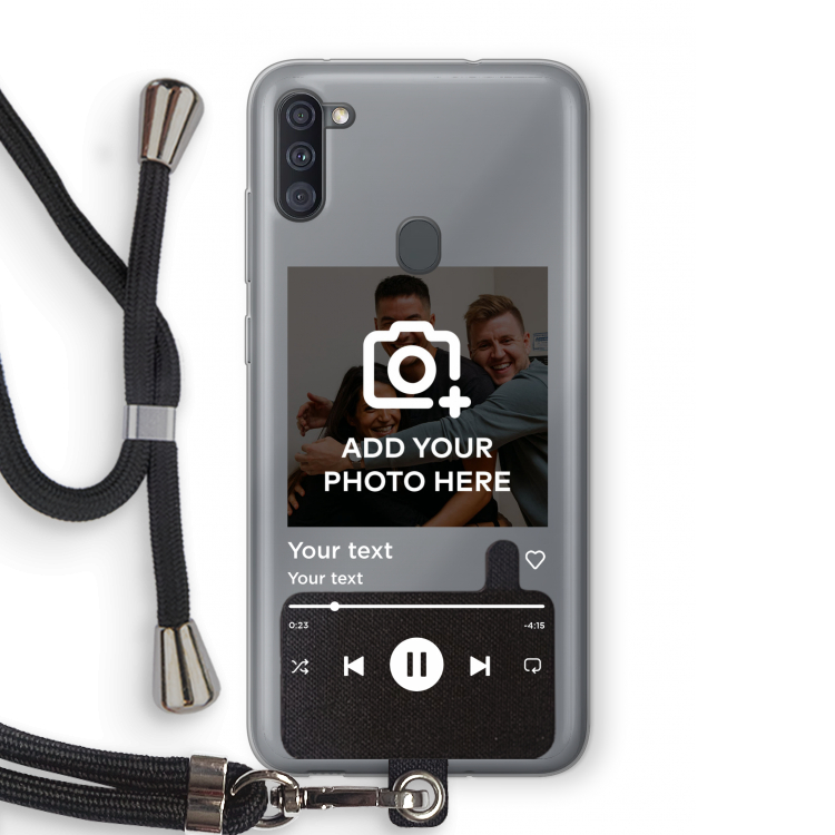 Music Player: Samsung Galaxy A11 Transparant Hoesje met koord