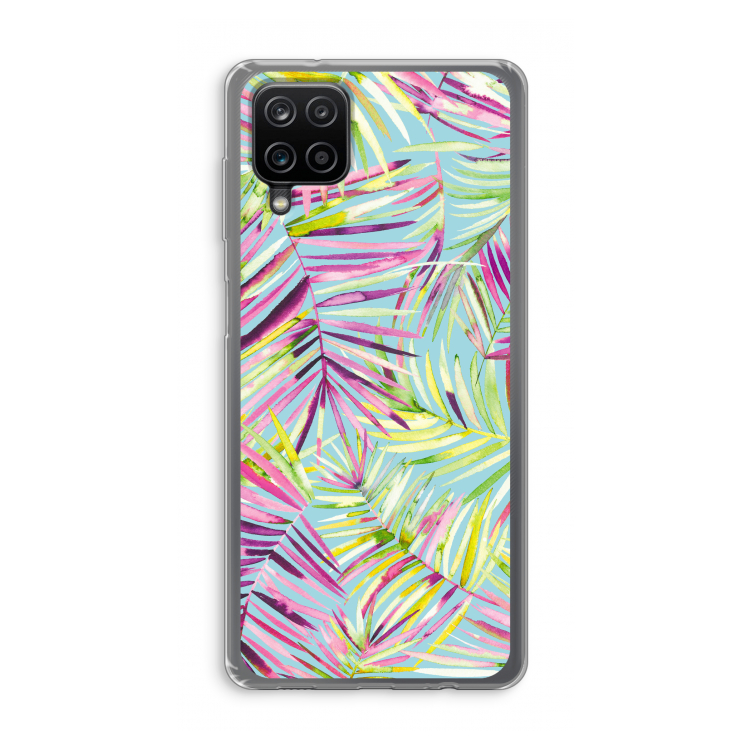 Tropical Palms Blue: Samsung Galaxy A12 Transparant Hoesje