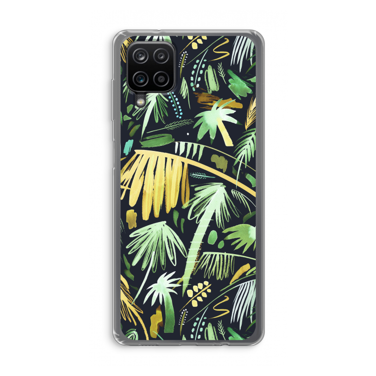 Tropical Palms Dark: Samsung Galaxy A12 Transparant Hoesje