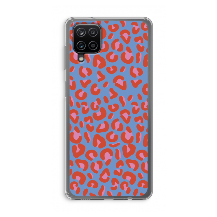 Leopard blue: Samsung Galaxy A12 Transparant Hoesje