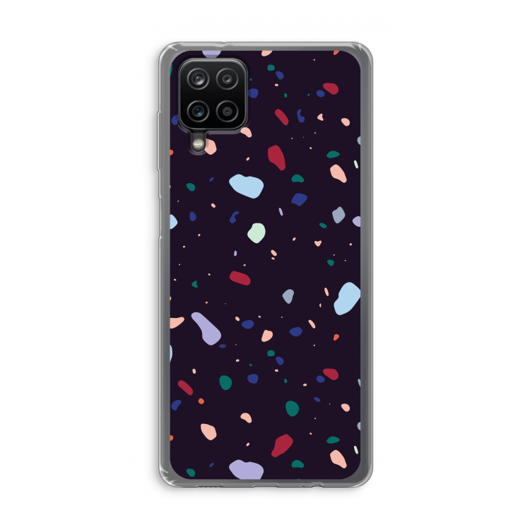 Dark Rounded Terrazzo: Samsung Galaxy A12 Transparant Hoesje