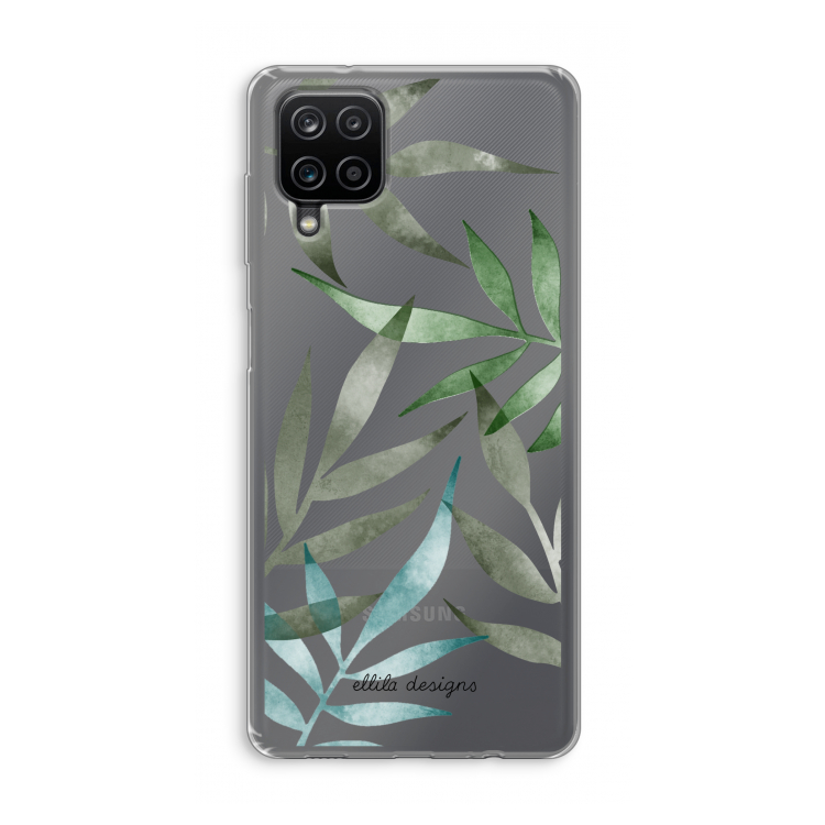 Tropical watercolor leaves: Samsung Galaxy A12 Transparant Hoesje